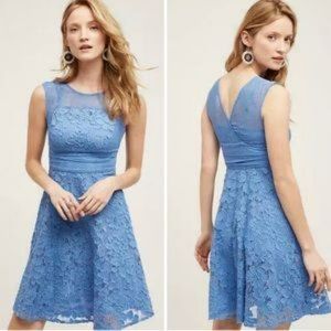 Anthropologie Moulinette Soeurs Liliflora Blue Lace Dress